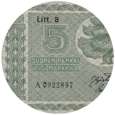 5 Markkaa 1922 Litt.B